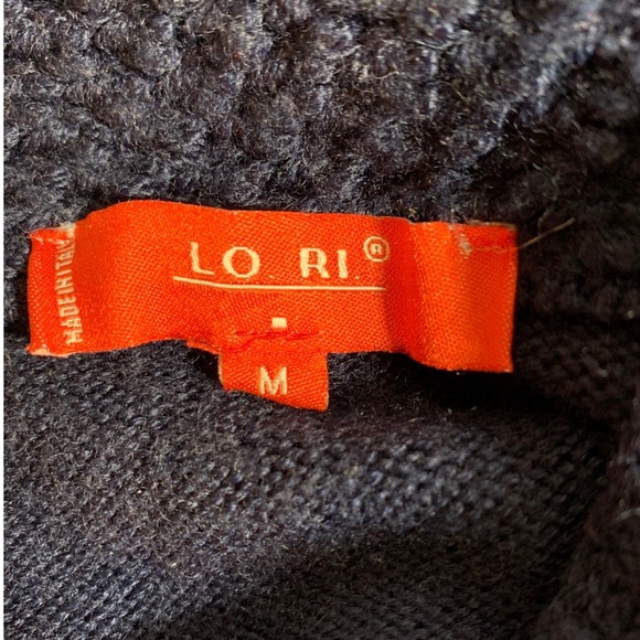 Lo. Ri. Navy Blue Knit Wool Blend Cardigan Sweater Button Front Women's Medium - Picture 10 of 10